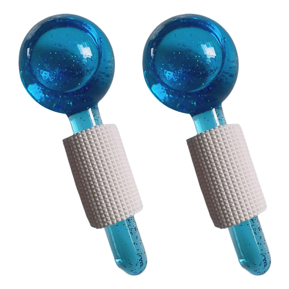 2Pcs Ice Globe Anti-Aging Face and Eye Skin Treatment Cooling Facial Roller Twinkle Blue