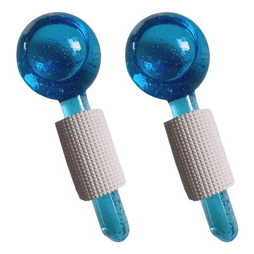 2Pcs Ice Globe Anti-Aging Face and Eye Skin Treatment Cooling Facial Roller Twinkle Blue