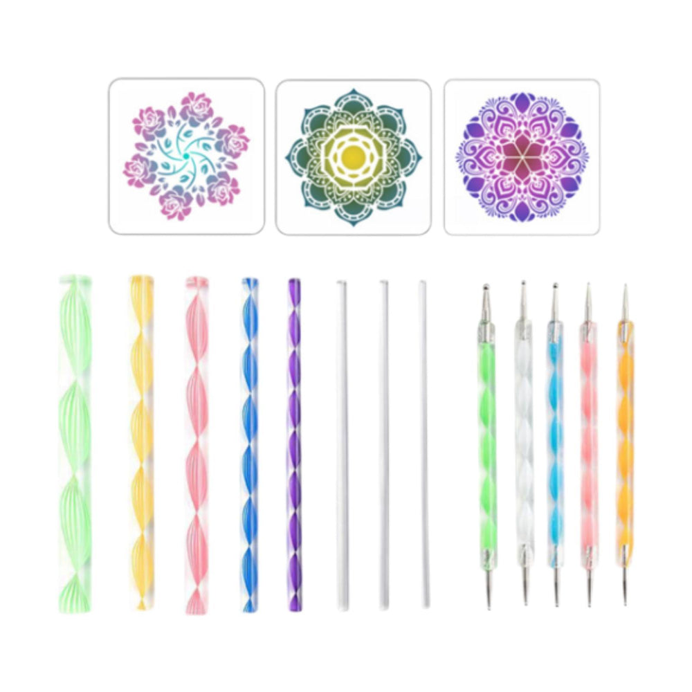 Crofta 16x Mandala Dotting Tool Home Decor with Reusable Stencils Dot Painting Tool B Set