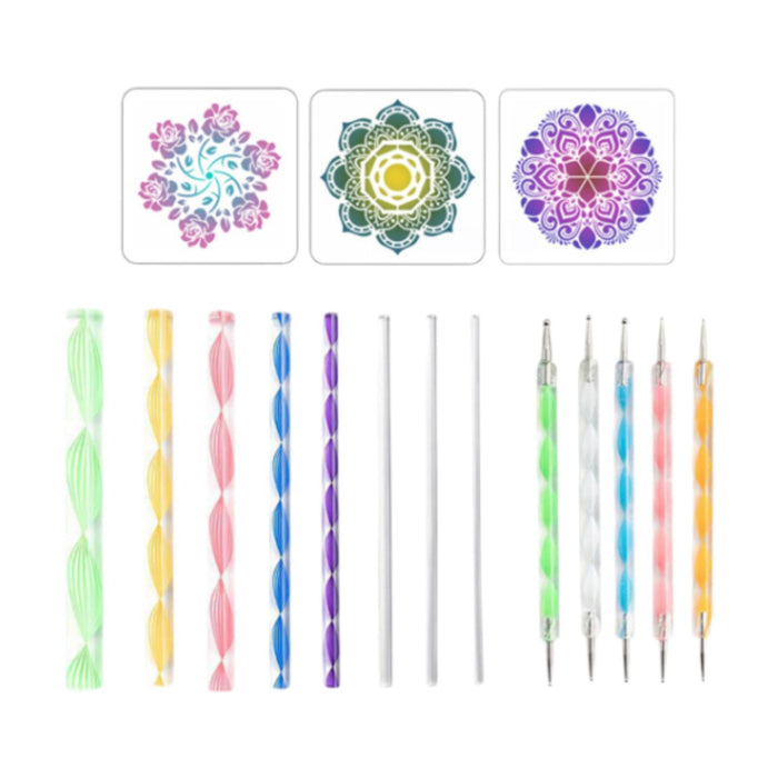 Crofta 16x Mandala Dotting Tool Home Decor with Reusable Stencils Dot Painting Tool B Set