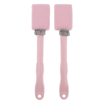 Crofta 2 Pieces Handheld Long Handle Shower Brush Exfoliating Back Scrubber Pink