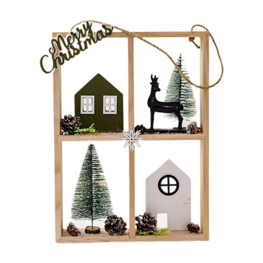 Crofta Wood Ornament Decorative Christmas Decoration for Living Room Window Rectangle