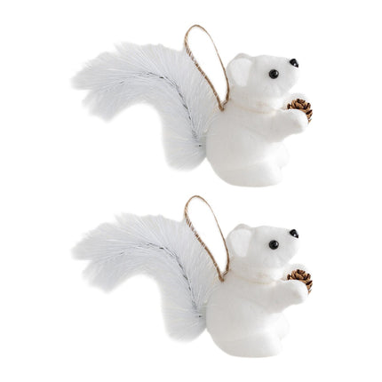 Crofta 2 Pieces Christmas Hanging Decoration Squirrel Hanging Pendant for Home Wall Style B