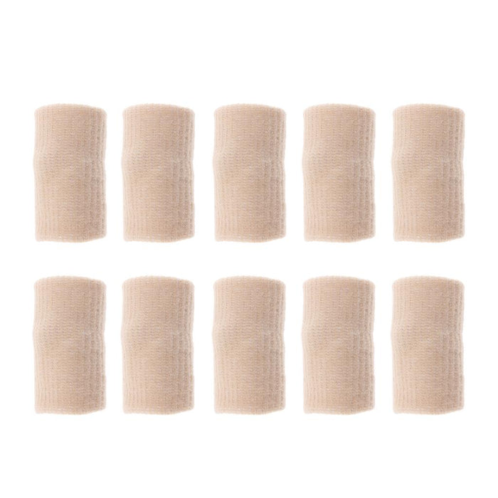 Crofta 10 Pieces Sports Elastic Finger Brace Splint Sleeves Support Protector Beige