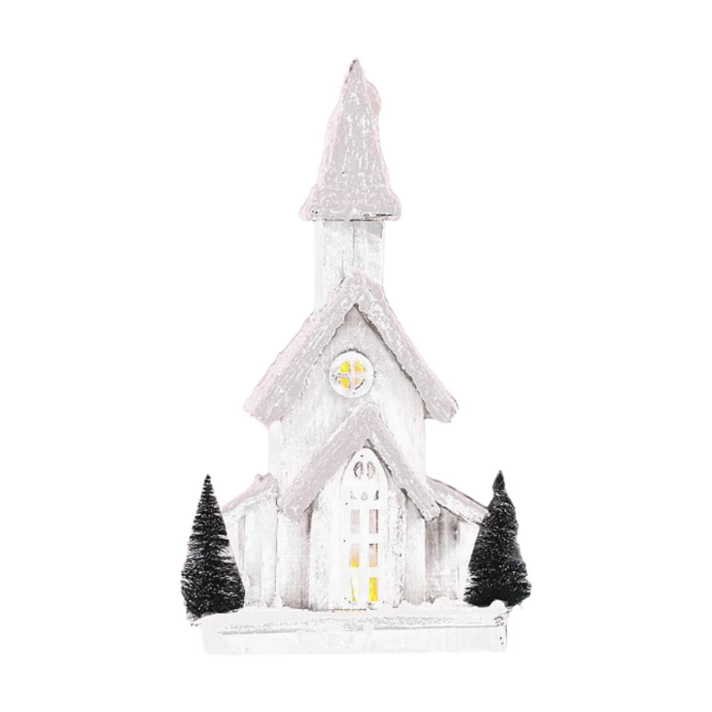 Crofta Xmas House Decor Xmas House Statue for Party Indoor 19cmx10cmx40cm