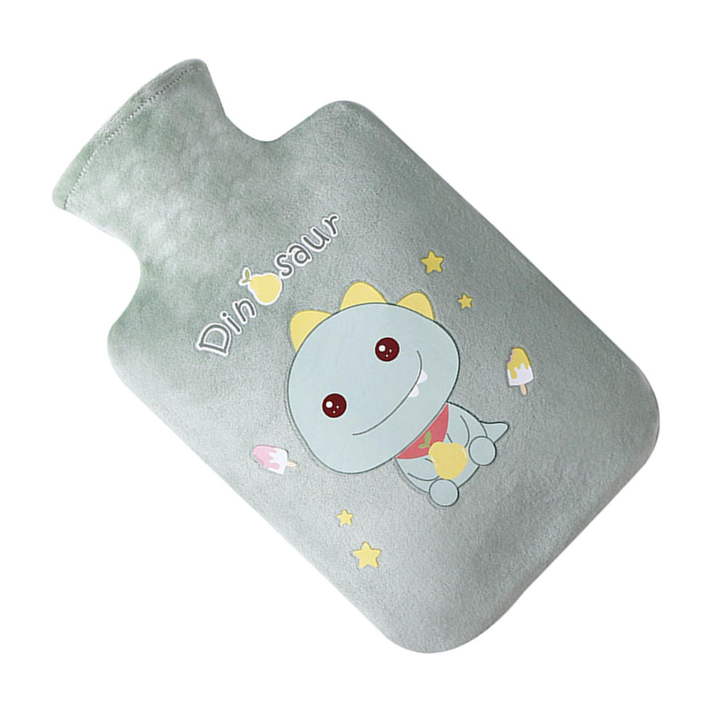 Crofta Plush Hot Water Bottle Thickened Leakproof PVC for Waist Travel Shoulders Green 500ml