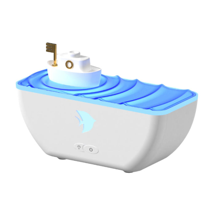 Crofta Boat Shaped Humidifier with Atmosphere Lights for Indoor Bedroom Living Room White