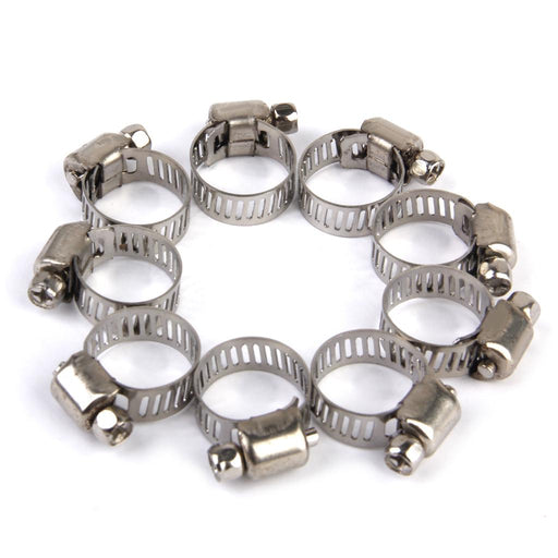 Crofta 10xAdjustable Fuel Petrol Pipe Hose Clips Stainless Spring Clamps  Φ10-16mm