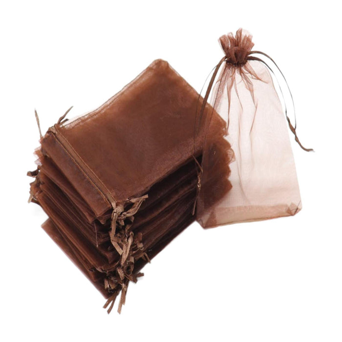 Crofta 100x Organza Bags Wedding Birthday Reusable Party Favors Christmas Gift Bags Brown