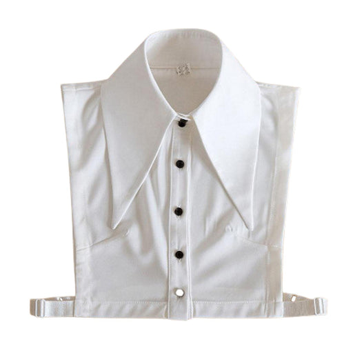 Women White Fake Half Shirt Blouse Detachable Tops Big Lapel Dicky Collar Style1