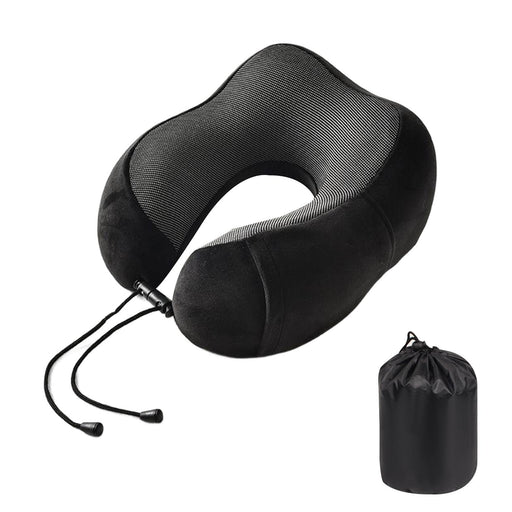 Crofta Ushape Neck Pillow Travel Washable Sleep Memory Foam Supplies Head Black