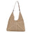 Woven Shoulder Bag Foldable Casual Summer Beach Tote for Beach Vacation Trip Beige