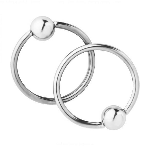 Crofta 1 Pairs Stainless Steel Nose Tragus Lip Captive Bead Hoop Ring Silver