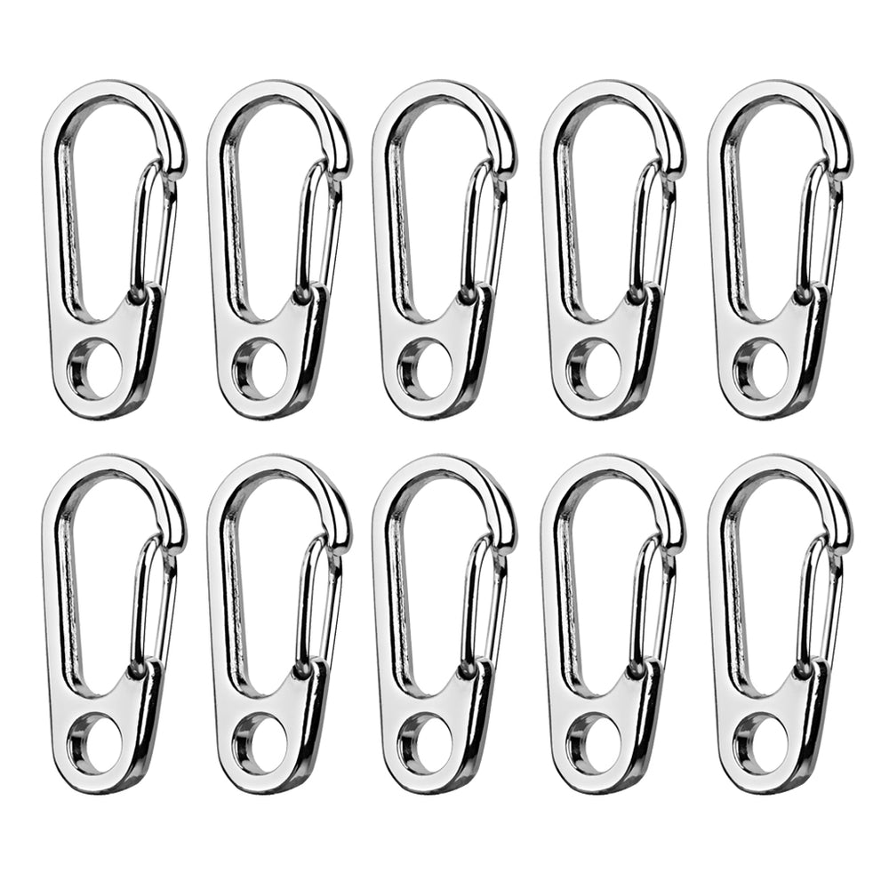 Crofta 10Pcs Silver Alloy Keychain Snap Buckle Carabiner Camping Hiking Spring Hook