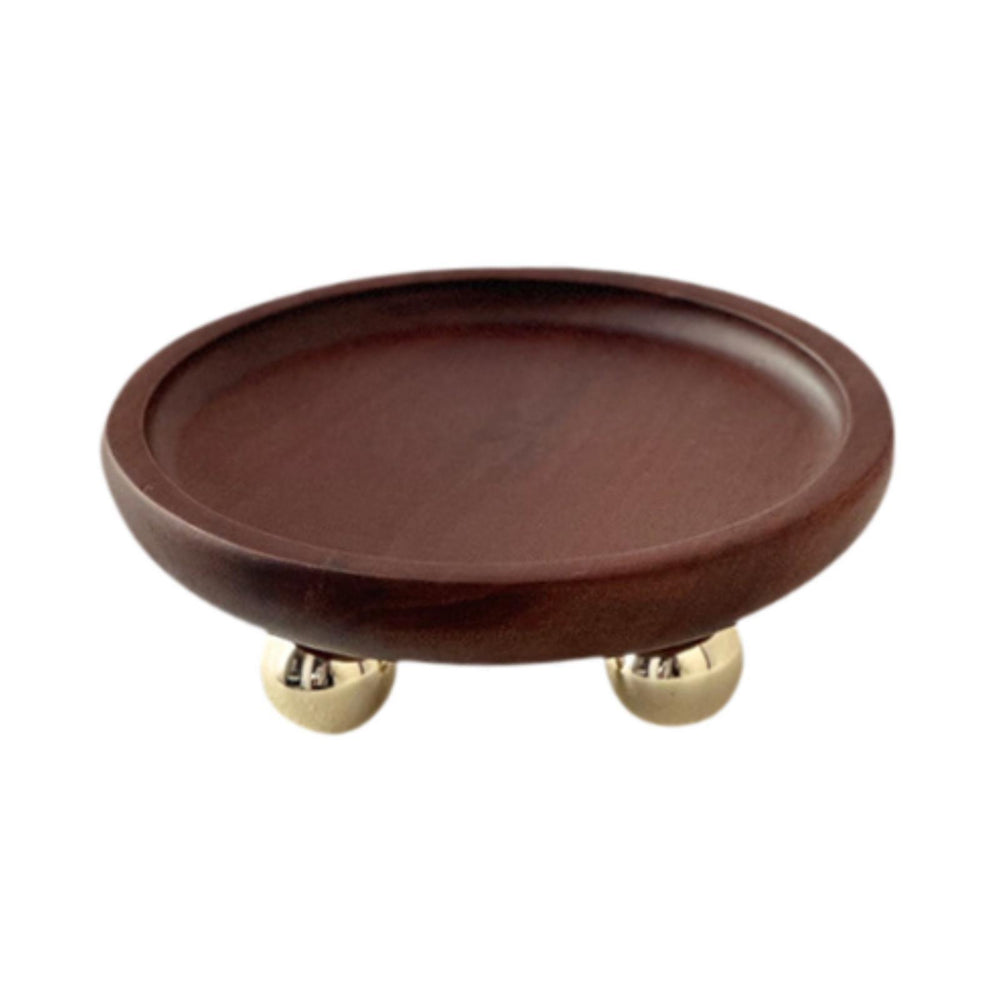 Crofta Wooden Serving Tray Organizer Wooden Pedestal Stand for Counter Vanity Fruit 13x5cm Deep Brown