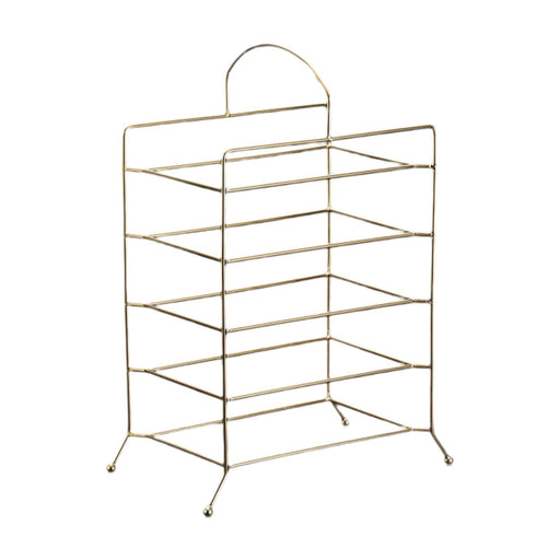 Crofta Kitchen Storage Shelf Freestanding Stainless Steel Kitchen Counter Rack Gold 5 Tier 27.5x17x32cm