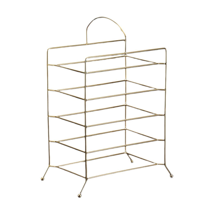 Crofta Kitchen Storage Shelf Freestanding Stainless Steel Kitchen Counter Rack Gold 5 Tier 27.5x17x32cm