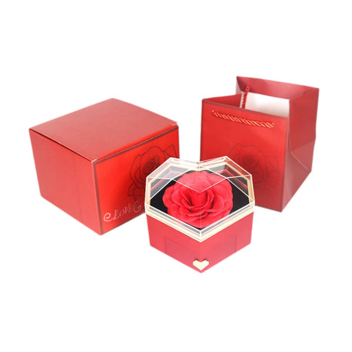 Crofta Jewelry Box Rings Earrings Necklace Storage Box for Motherâ€™s Day Anniversary Red