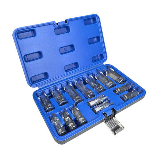 Crofta 14Pcs Oxygens Sensor Socket Set Spanners with Case 8mm-22mm Car Repair Tools