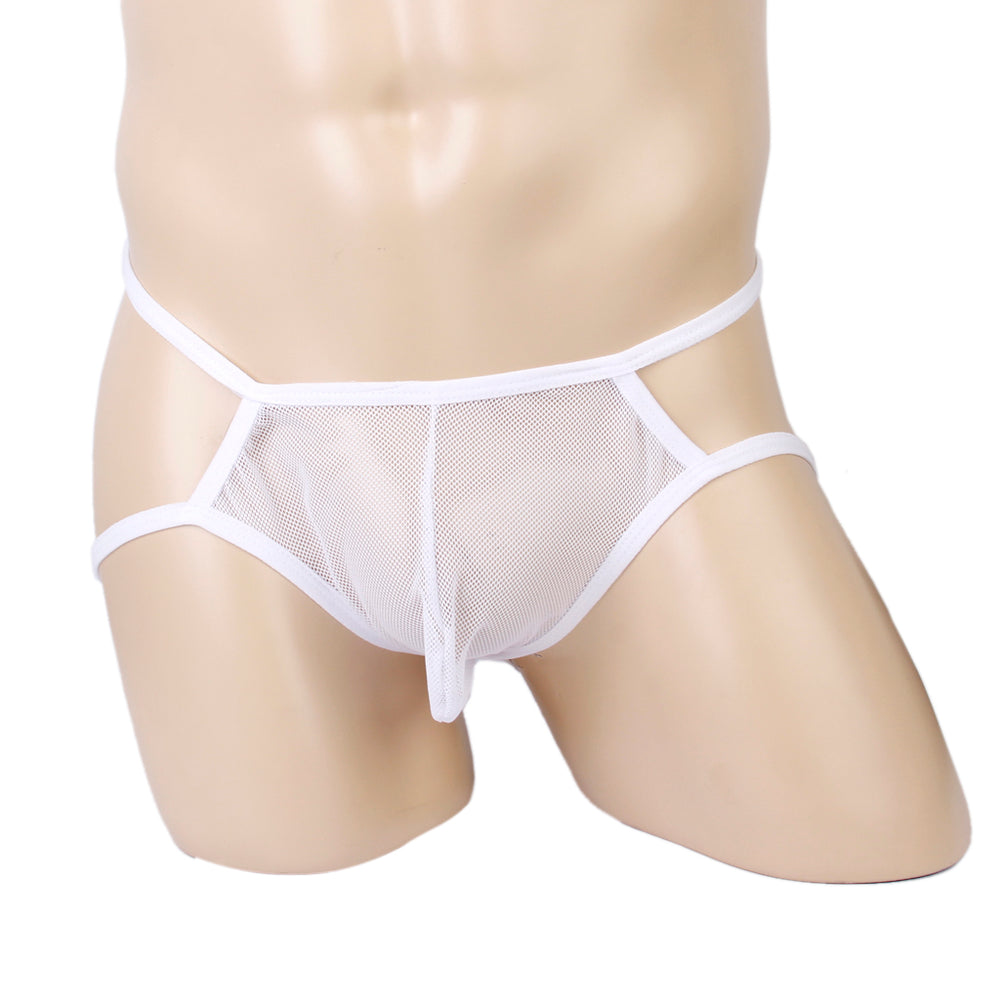 White Men Sexy Thong Mesh Design G-string T-back Underwear Nightwear Panty