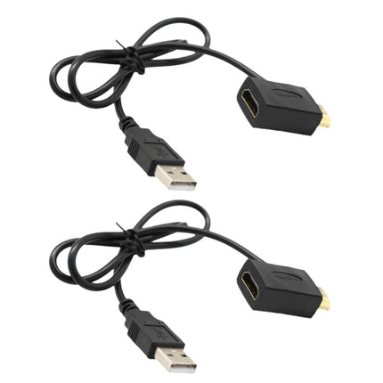 Crofta 2 Pieces HDMI M to F Adapter Plug With USB 2.0 Power Supply Connector Cable