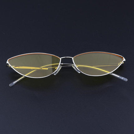 Crofta Vintage Cat Eye Sunglasses Gothic Triangle Narrow Glasses Golden-Yellow