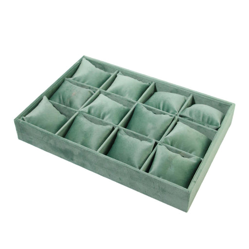 Crofta Jewelry Organizer Velvet Jewelry Display for Home Shop Gifts for Girls Women Green Bracelet Tray