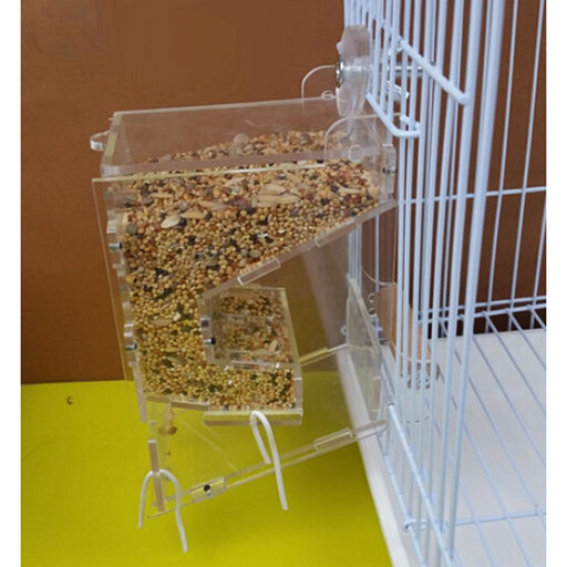 Crofta Clear Acrylic Pet Parrot Bird Automatic Cage Feeder Size Small Double Hopper