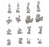 16pcs Alloy Silver Various Bunny Rabbit Shaped Charms Pendants Beads