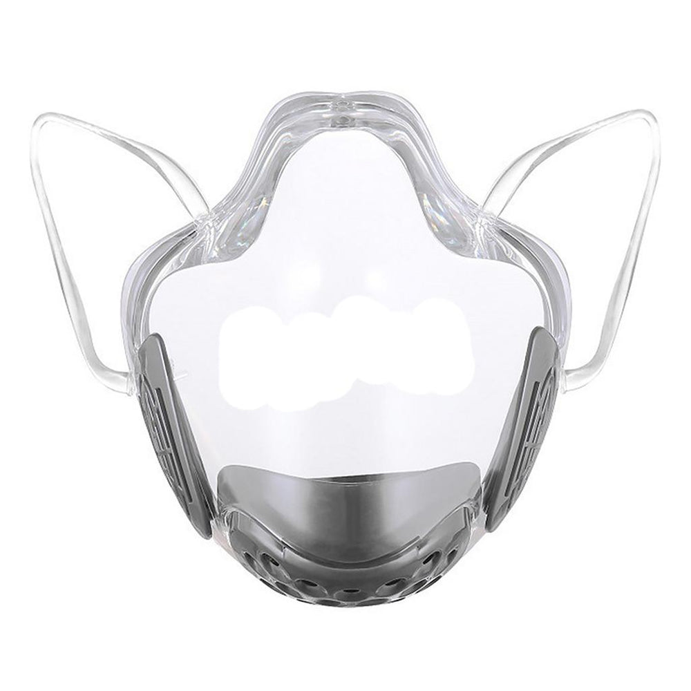 Crofta Clear Face Mask Cover Transparent Face Shield Reusable with Breathing Valve Grey