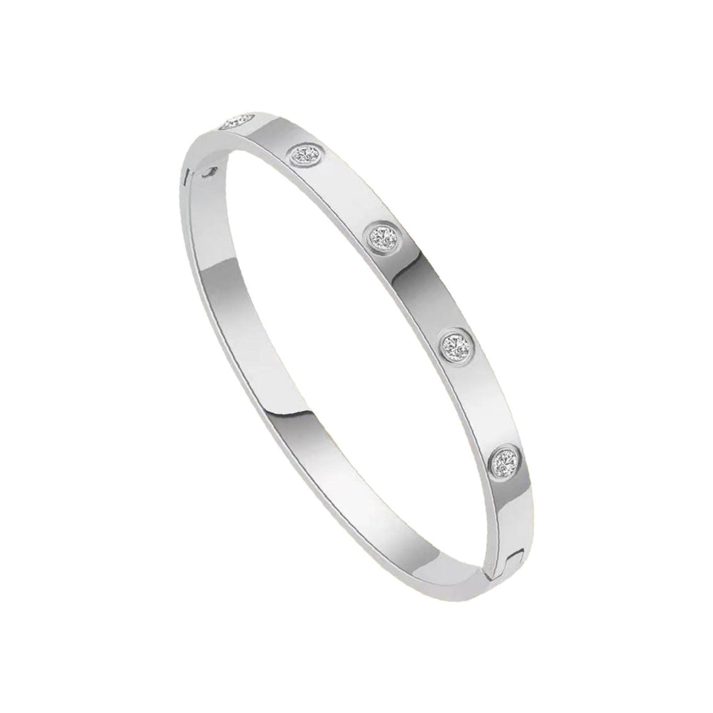 Crofta Stylish Stainless Steel Bangle Bracelet for Women Men Decorative Bangle Cuff Silver