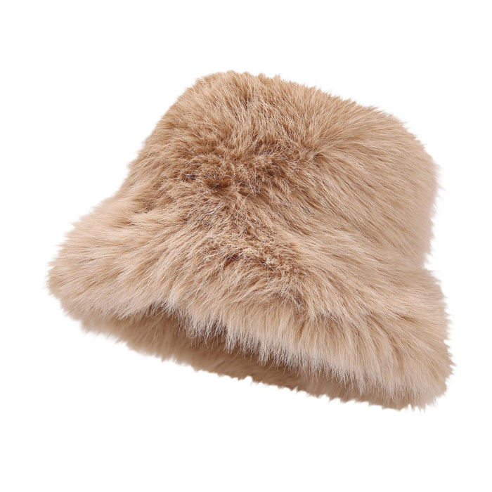 Crofta Womens Fisherman Hat Fashion Soft Warm Casual Faux Fur Hat for Hiking Travel Khaki