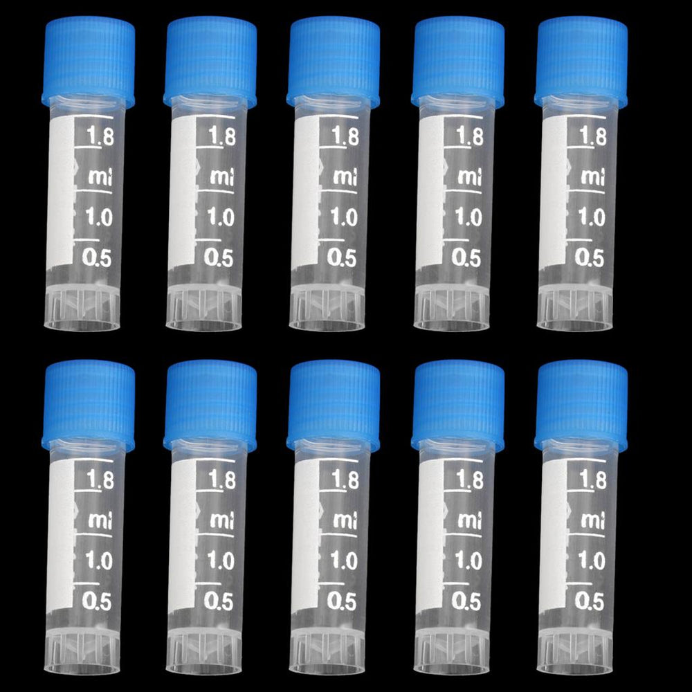 Crofta 10pcs 1.8ml Plastic Graduated Cryovial Test Tube Sample w/ Screw Cap