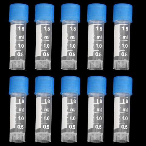 Crofta 10pcs 1.8ml Plastic Graduated Cryovial Test Tube Sample w/ Screw Cap