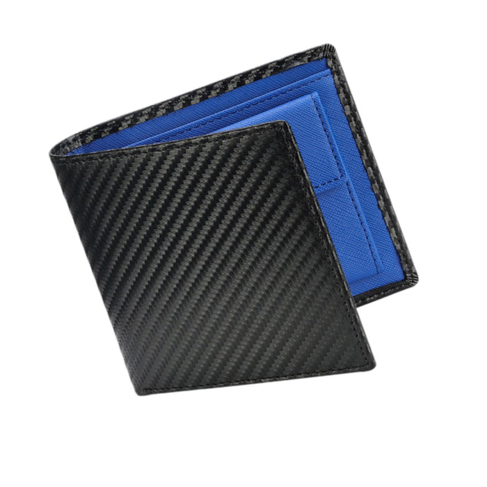 Mens Wallet Business Travel Microfiber Thin Minimalist Birthday Gift for Dad Blue Lining