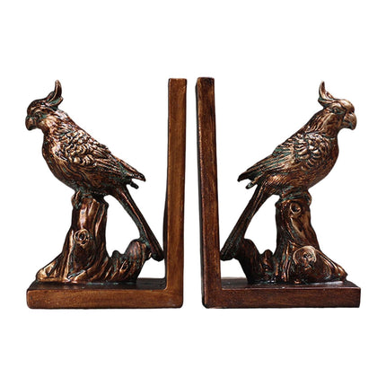 Crofta 2 Pieces Parrot Bookends Resin Book Stoppers for Bedroom Living Room Reading