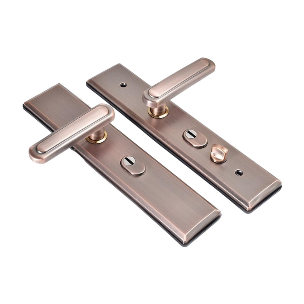 Stainless Steel Door Handle Sturdy Anti-theft Door Lock for Bathroom Bedroom Brown