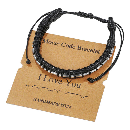 Crofta Morse Code Bracelet Decor Jewelry Gift for Birthday Anniversary Thanksgiving I Love You