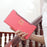 Crofta Womens Bowknot Long Zip Clutch PU Leather Wallet Purse Coin Card Bag Pink