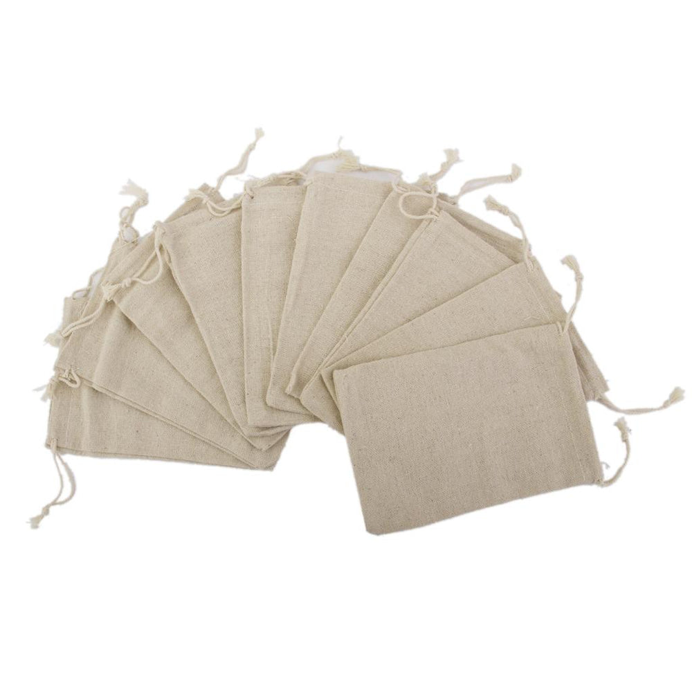 Crofta 10x BUrlap Jute Drawstring Pouch Gift Bags Wedding Xmas Sack 10x14cm