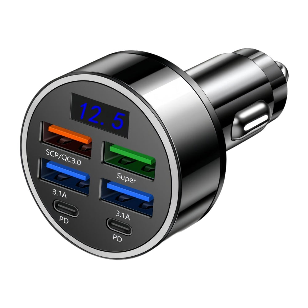 Crofta USB Outlet Car Charger 4 USB+2 PD Digital Display for 12V 24V Off Roads