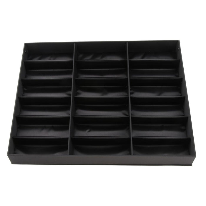 18 Slots Eyeglass Sunglasses Display Stand Box Organizer Holder Case Black