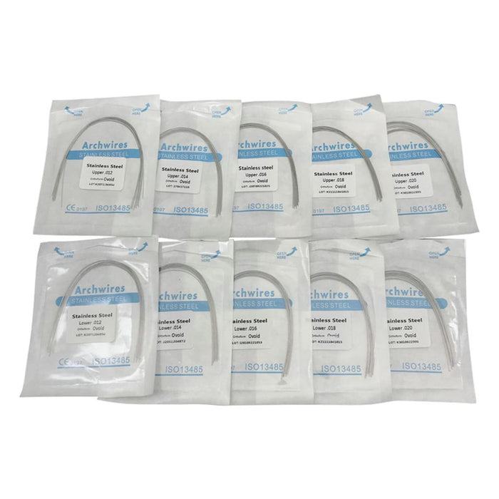 Crofta 10 Packs Dental Orthodontic Super Elastic Stainless Steel Round Arch Wire 10 Sizes