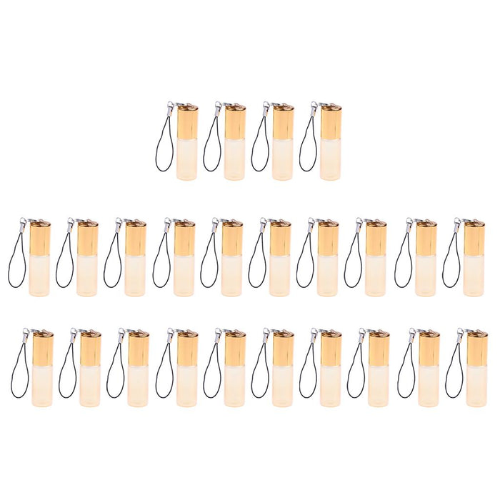 24 Pieces Refillable Glass Roller Essential Oil Bottles Pendant 5ml Gold