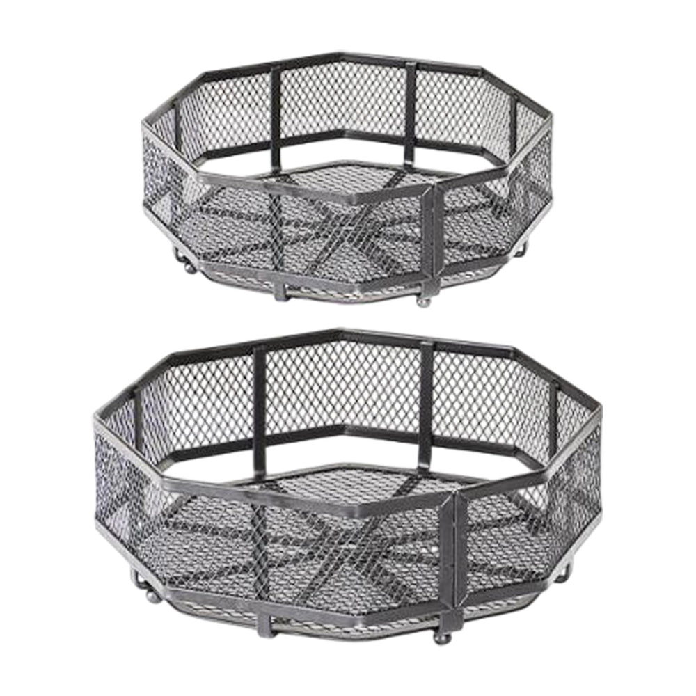 Crofta 2 Pieces Metal Fruit Basket Countertop Stand Serving Tray Party Serving Bowl