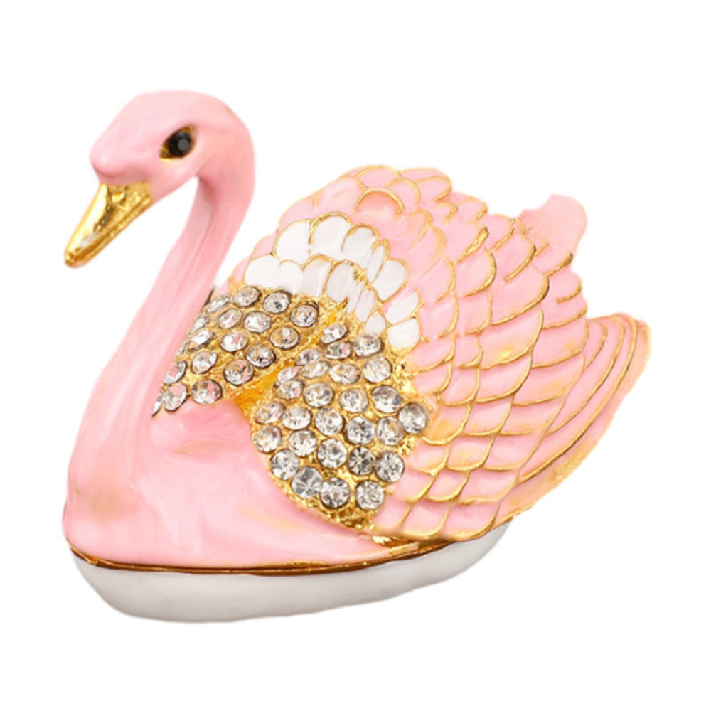 Crofta Swan Jewelry Box Ring Box Animal Statue for Tabletop Centerpiece Photo Props Pink