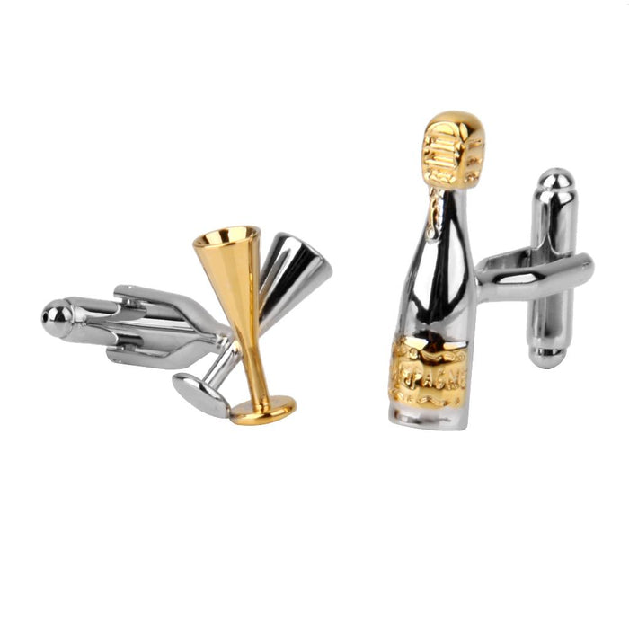 Crofta 1Pair Men's champagne Bottle Sherry Glass Cufflinks Shirt Cuff Links Wedding