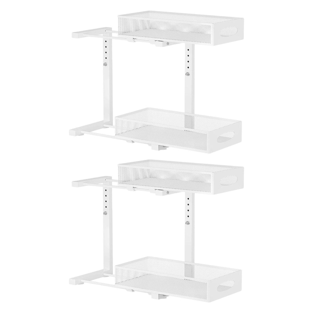 Under Sink Organizer Space Saving 2 Tier Pull Out for Pantry Cabinet Kitchen White 2pcs