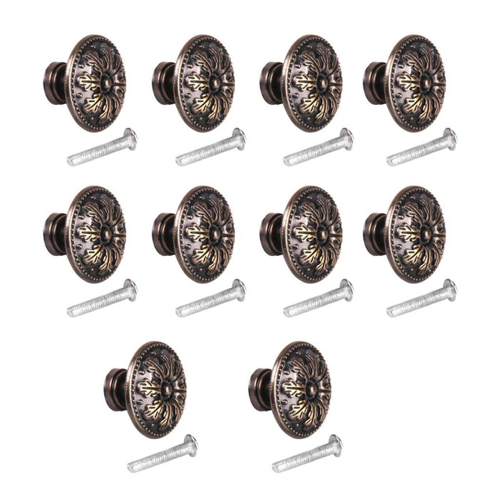 Crofta 10x Classical Round Decorative Cabinet Door Drawer Pull Handle Knob Copper