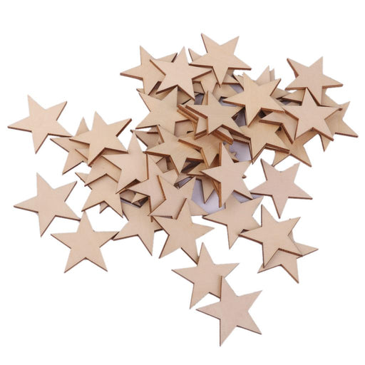 3mm Thick Star Shape Wooden Embellishments for DIY Crafts 50pcs 40mm